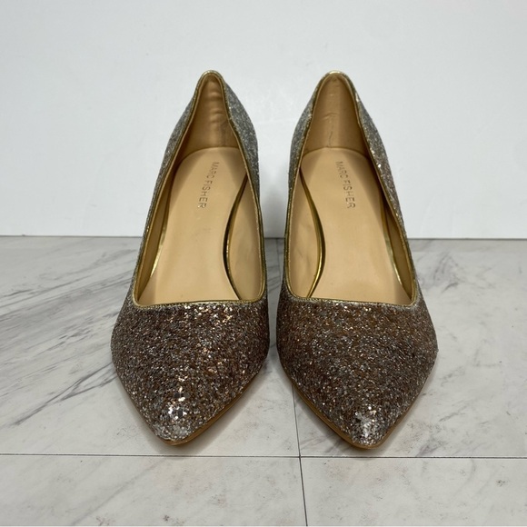 Marc Fisher Darreny Pointy Toe Gold Silver Glitter Pump 9 1/2 - Picture 2 of 13